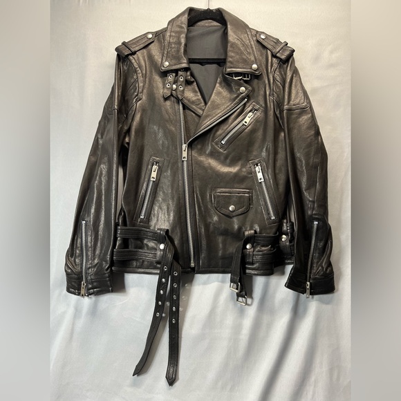 New w/o tags 3X Black Leather Biker Jacket - Picture 1 of 10